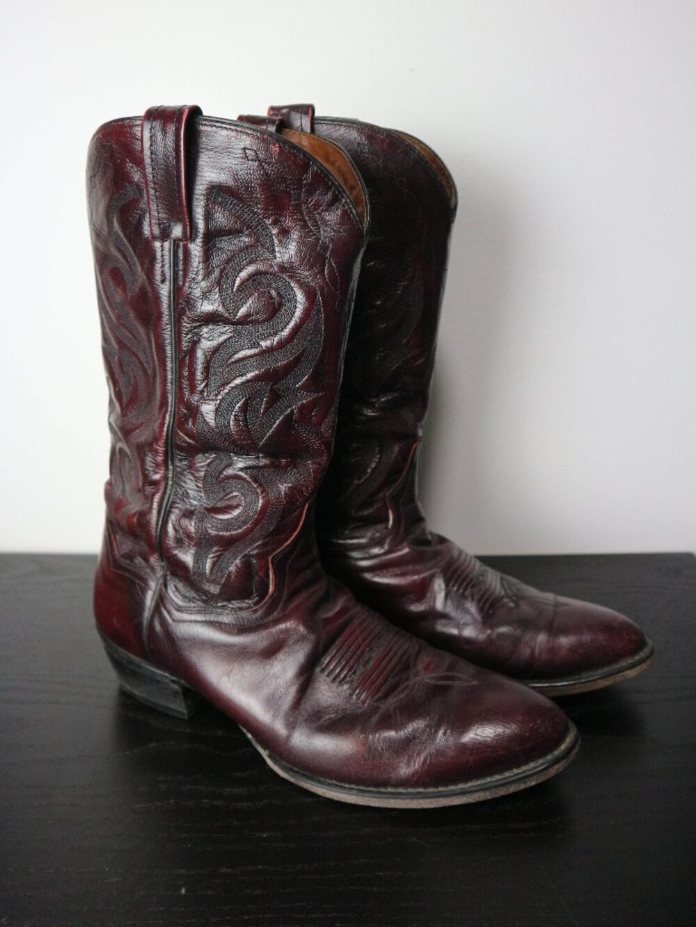 Dan Post Men's Boots Burgundy Leather Cherry Cowboy Boot Size 10 R